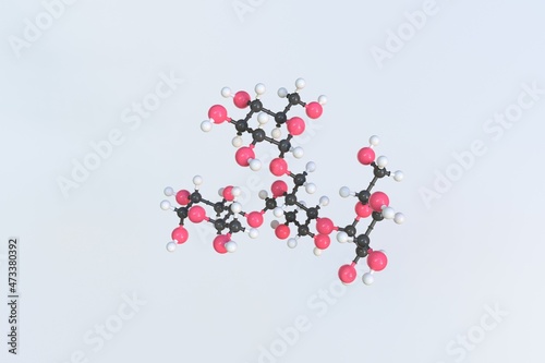 Glycogen molecule made with balls, scientific molecular model. 3D rendering photo