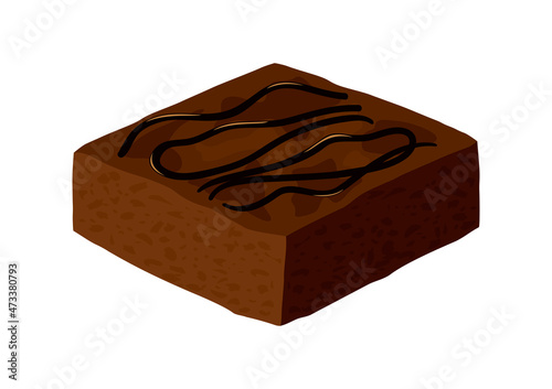 Chocolate brownie cake one slice icon vector. Sweet chocolate pastry icon isolated on a white background