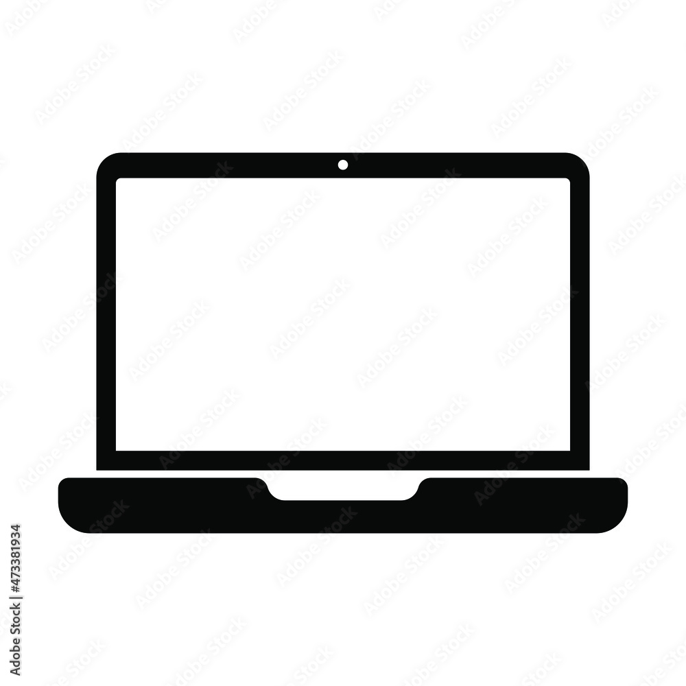 Laptop icon with blank screen. Notebook vector icon.