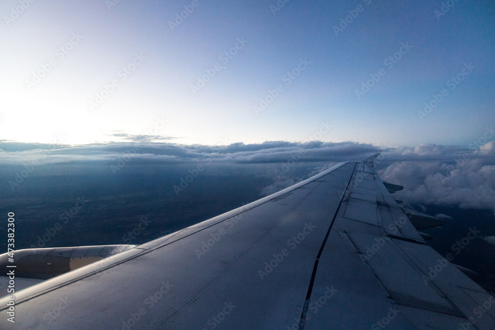 beautiful view of the plane wing and blue clouds beautiful view of the plane wing and blue clouds