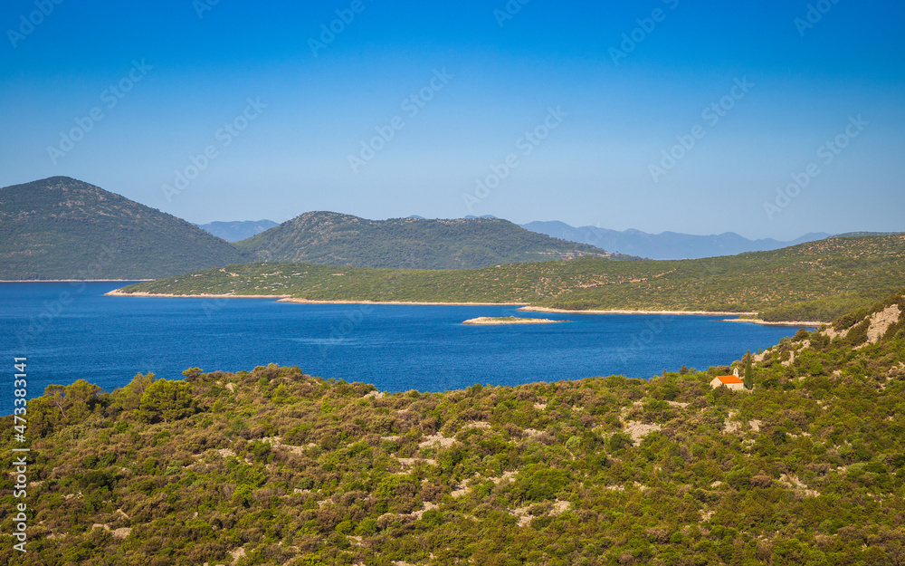 Coast and islands of the Adriatic Sea in Southern Dalmatia, Croatia, Europe.