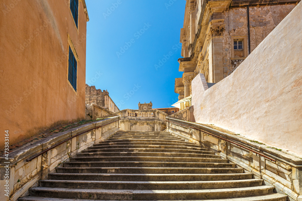 The Jesuit Stairs  in the historic city center of Dubrovnik in Croatia, Europe.