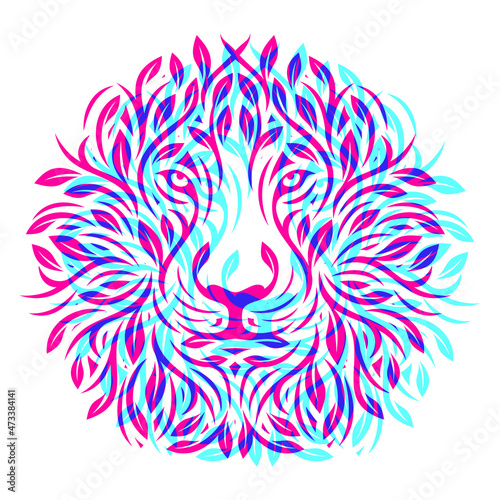 lion leaf with overprint effects on white background Design element for logo, poster, card, banner, emblem, t shirt. Vector illustration