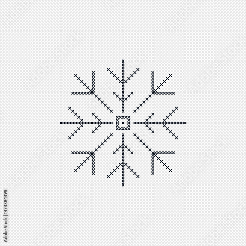 Cross stitch snow flake for embroidery element pattern
