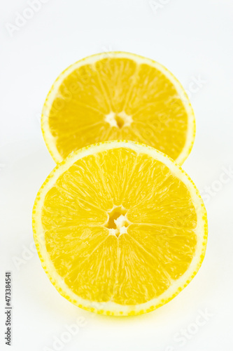 Creative layout made of lemon  half of lemon  slide  piece. Creative summer minimalistic background.