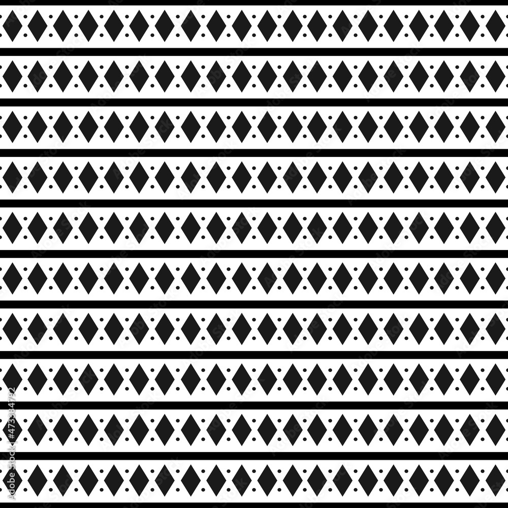 Black and white tribal ethnic pattern with geometric elements, traditional African mud cloth, tribal design. fabric or home wallpaper design Black and white tribal ethnic pattern with geometric elements, traditional African mud cloth, tribal design. fabric or home wallpaper design