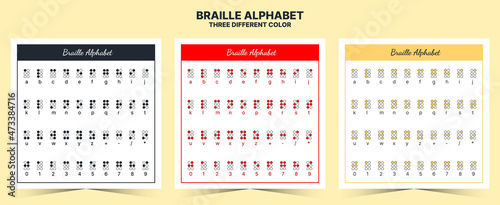 Braille alphabet poster. is a tactile writing system used by people who are visually impaired, blind and low vision