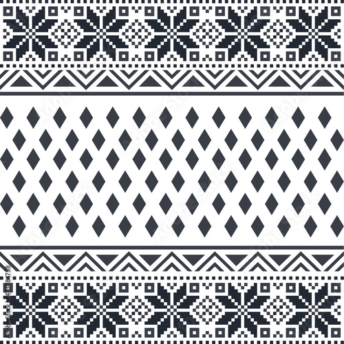Black and white tribal ethnic pattern with geometric elements, traditional African mud cloth, tribal design. fabric or home wallpaper design