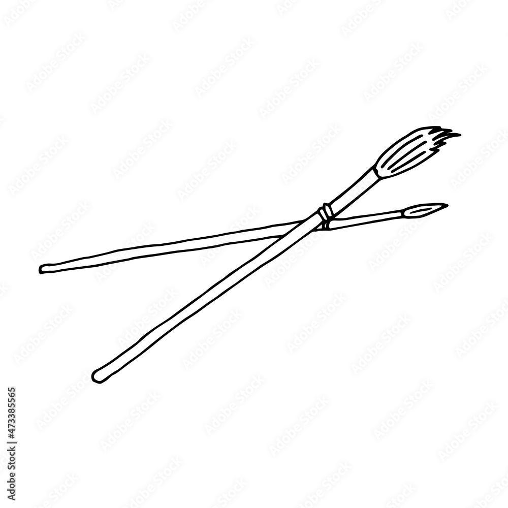 Paint brushes doodle. Hand drawn illustration. Good for Posters, Card, Creativ Design. Paint brushes doodle. Hand drawn illustration. Good for Posters, Card, Creativ Design.