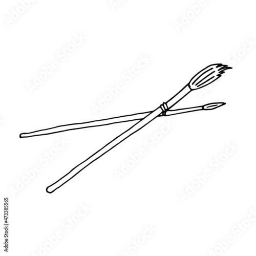 Paint brushes doodle. Hand drawn illustration. Good for Posters, Card, Creativ Design.