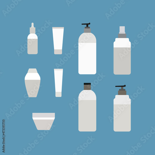 Set of Bottles  Cleansers  Different Cosmetic Products  Icons Collection Isolated  Containers of Cream  Shampoo  Lotion.