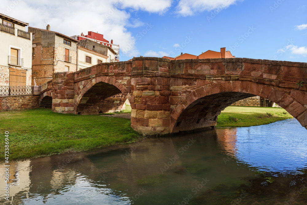 Romanesque medieval bridge in Molina de Aragon, Guadalajara, Spain