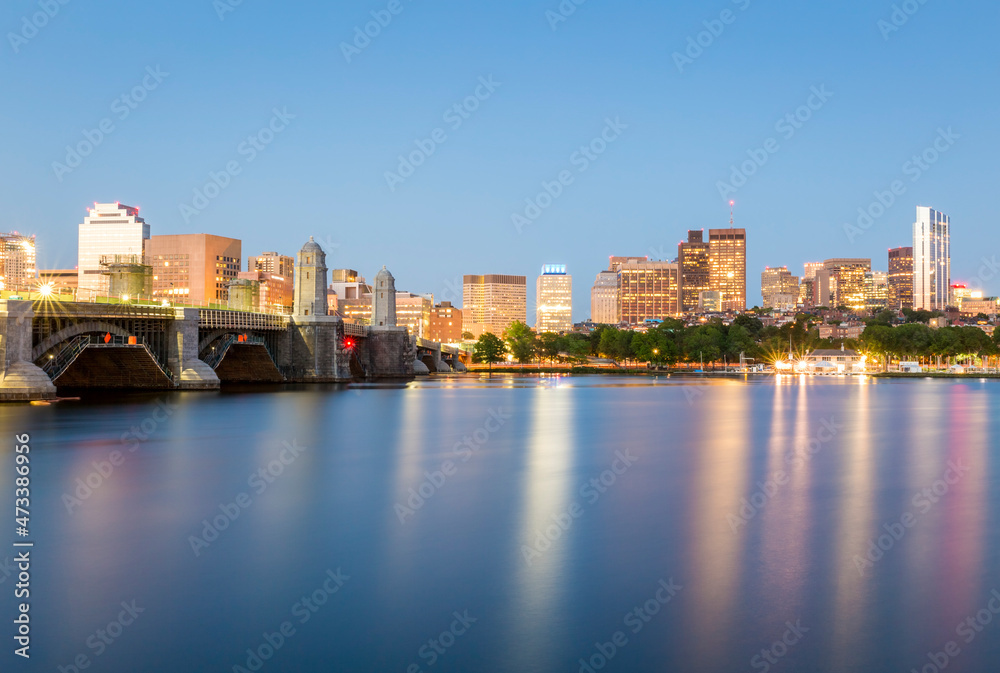 The skyline of Boston in Massachusetts, USA.