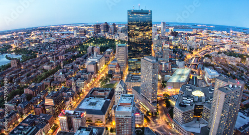 Aerial view of the architecture of Boston in Massachusetts  USA.