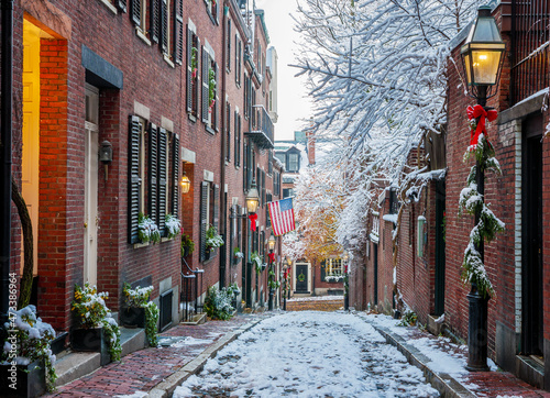 View of Boston in Massachusetts, USA in the winter.