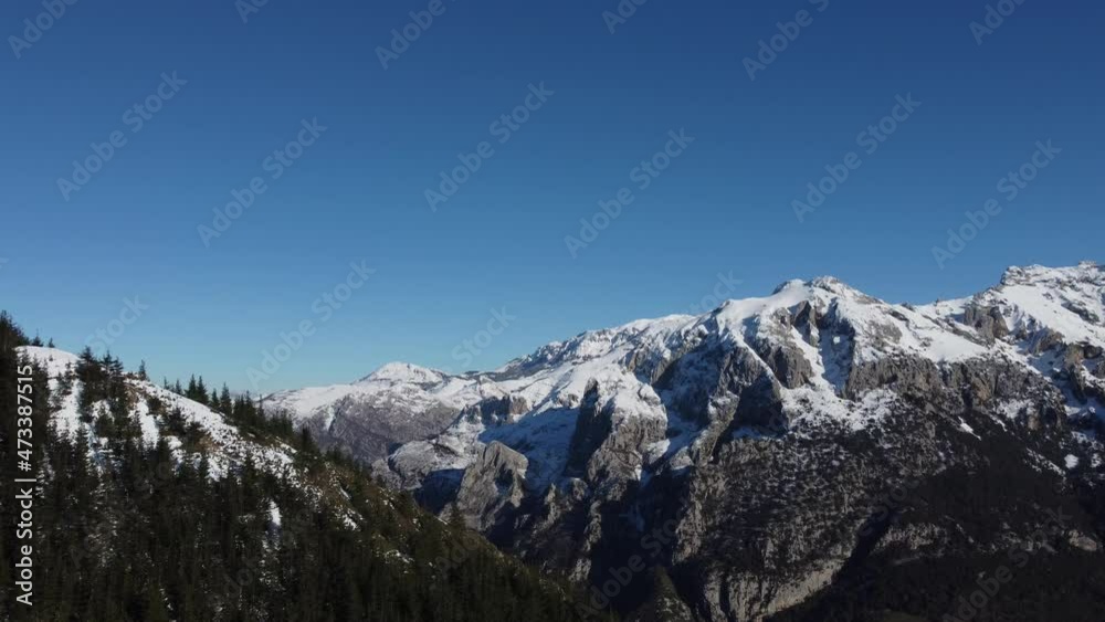 Snowy mountain range, typical winter landscape Snowy mountain range, typical winter landscape
