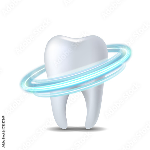 Protective vortex around tooth. Whitening of human tooth.