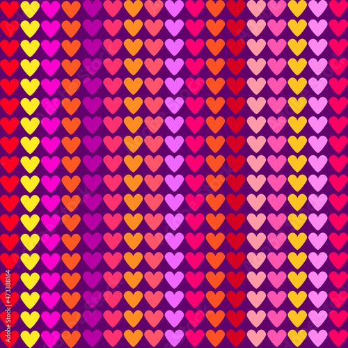 Colored hearts on purple background. Vector seamless pattern colored hearts. Vector illustration © Александр Чечуга