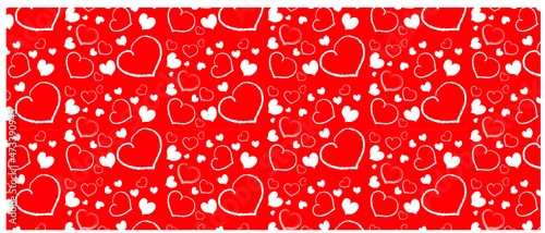 Obraz na płótnie Valentines day background with heart pattern of happy valentines day text . Vector illustration. Wallpaper, flyers, invitation, posters, brochure, banners. w salonie