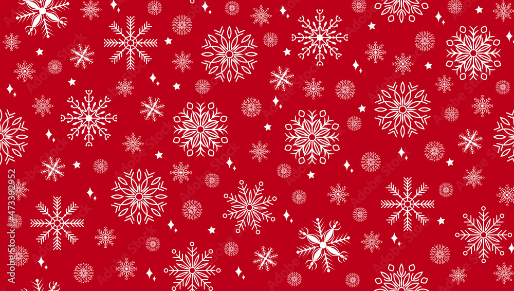Red Christmas background. Seamless pattern with snowflakes Red Christmas background. Seamless pattern with snowflakes