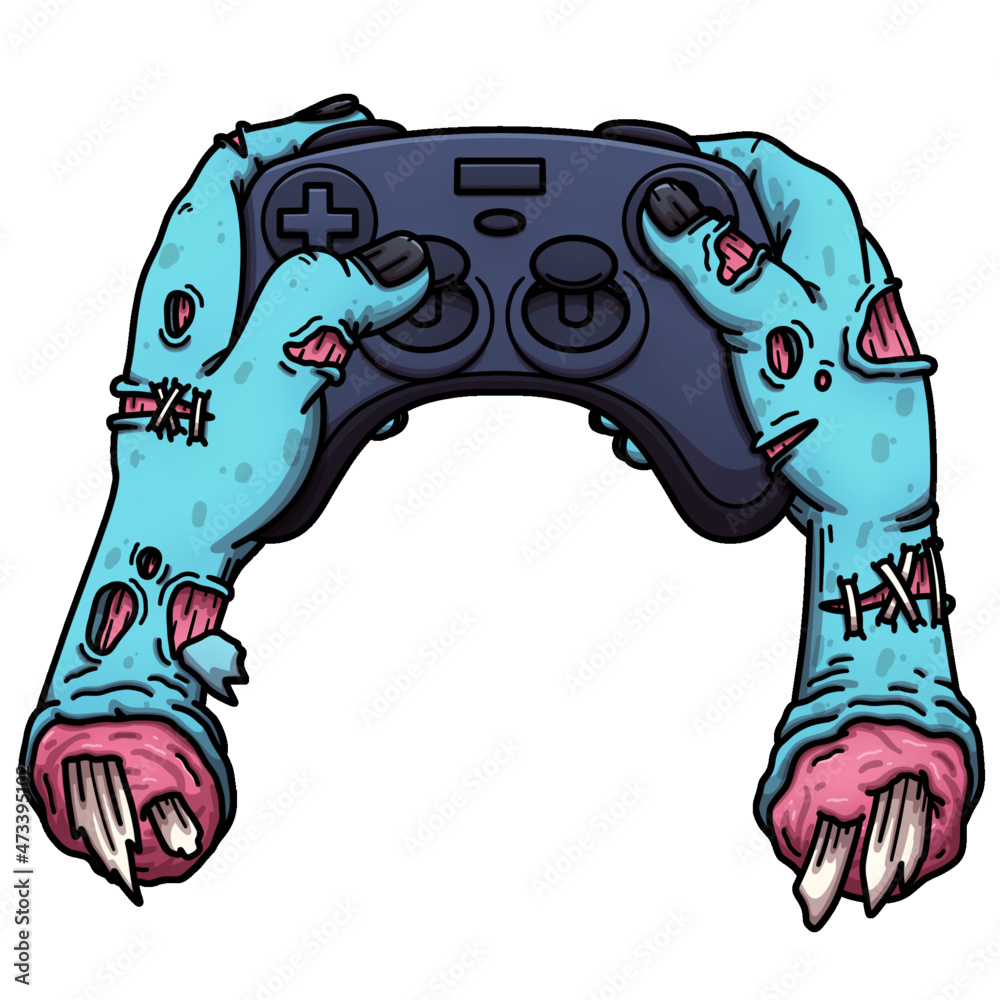 POSTER STOP ONLINE One More Life - Gaming Poster (Zombie Gamer Hand holding  Console Controller) (Size 24 x 36)