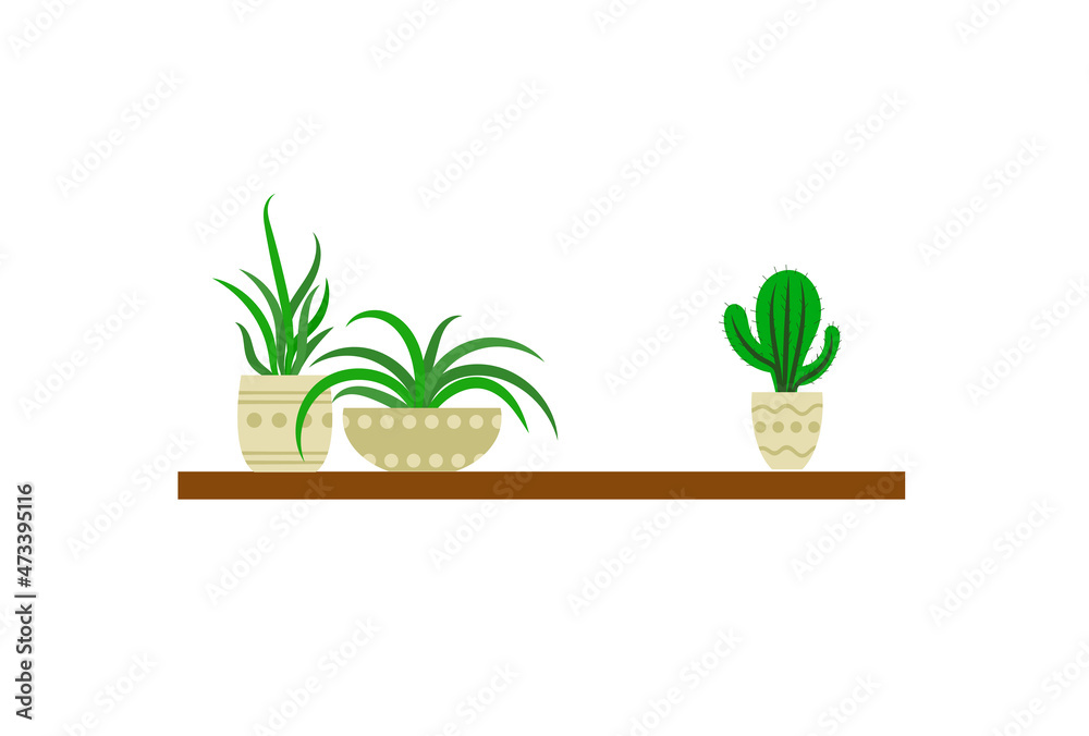 © Nikita - Home Plants Set on a Shelf Isolated on White Background, Icons, Plants in Pots. © Nikita - Home Plants Set on a Shelf Isolated on White Background, Icons, Plants in Pots.