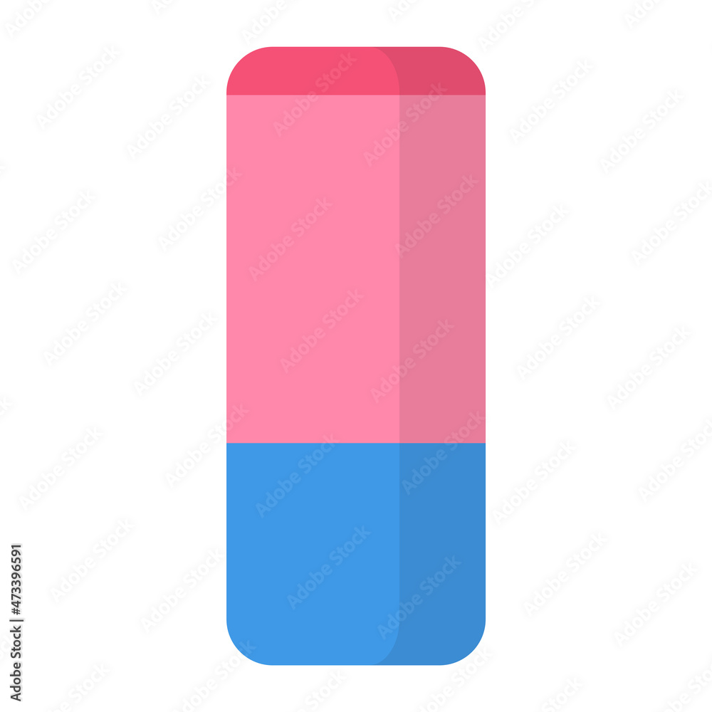 Vector cartoon pink and blue double sided school eraser. Vector cartoon pink and blue double sided school eraser.