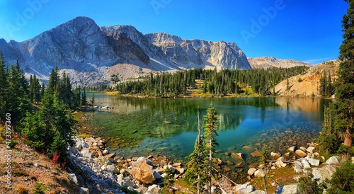 landscape with mountains and lake