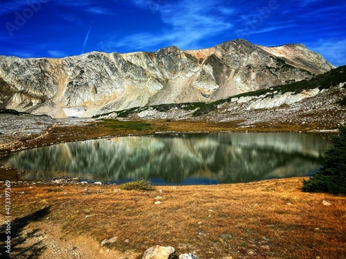 landscape with mountains and lake photo