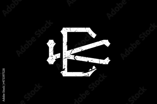 Vintage Initial Letters EK Logo