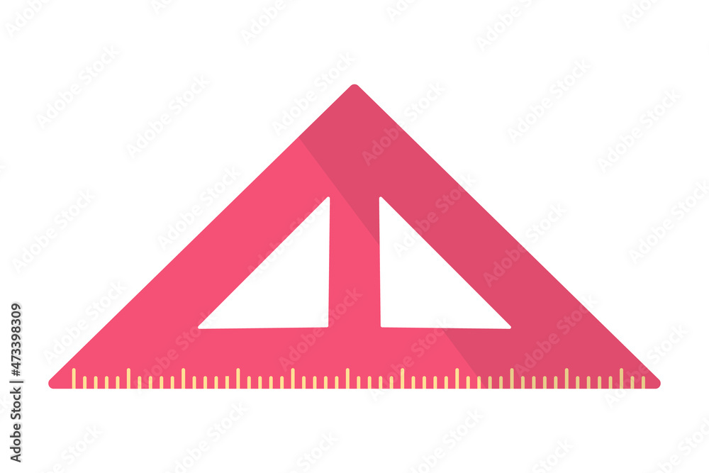 Vector cartoon pink triangular ruler. Vector cartoon pink triangular ruler.