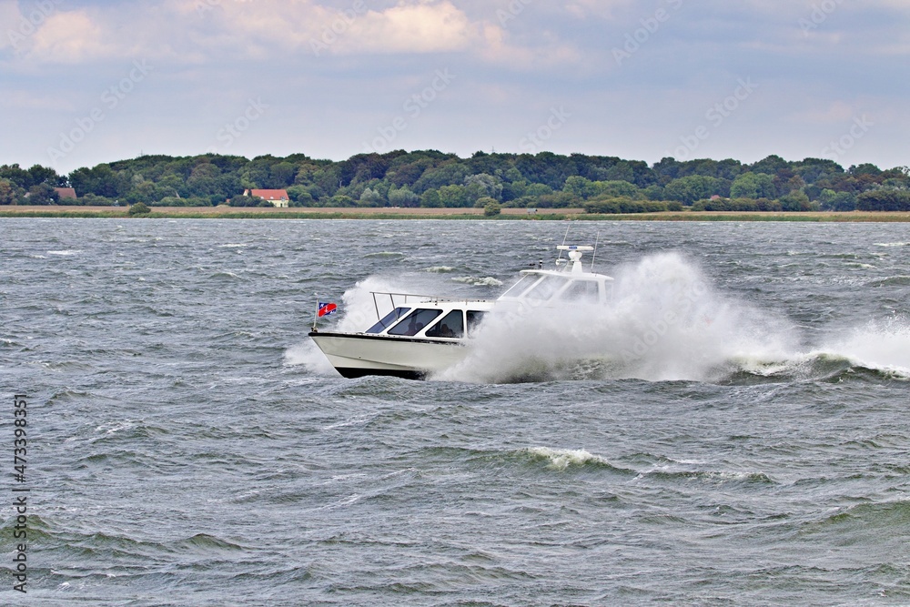 Fototapeta premium Ship on open sea