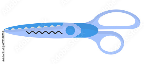 Vector cartoon light blue decorative edge scissors.