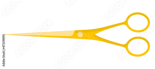 Vector cartoon yellow gold barber scissors.