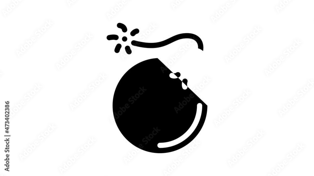 bomb pirate animated glyph icon bomb pirate sign. isolated on white background