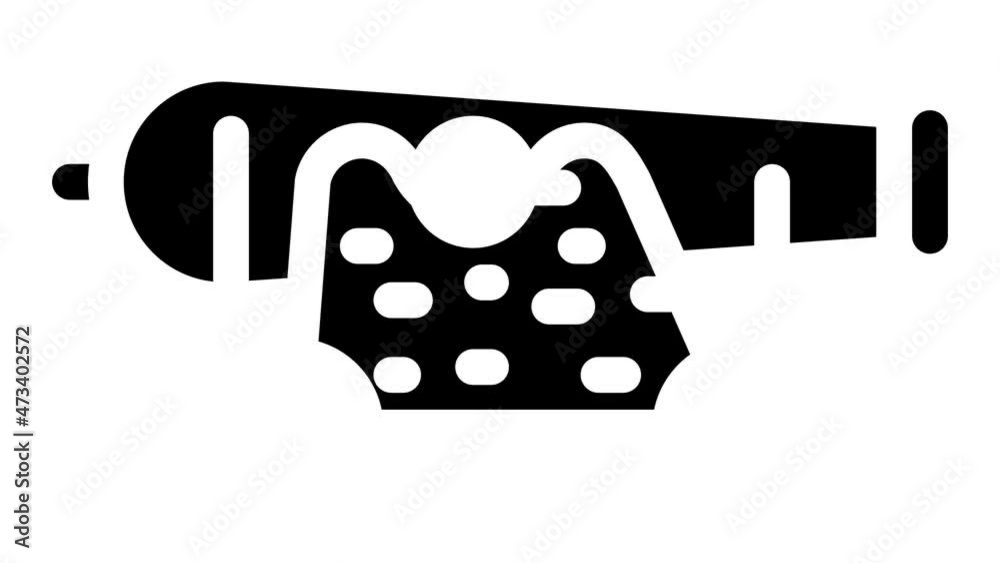 cannon pirate animated glyph icon cannon pirate sign. isolated on white background