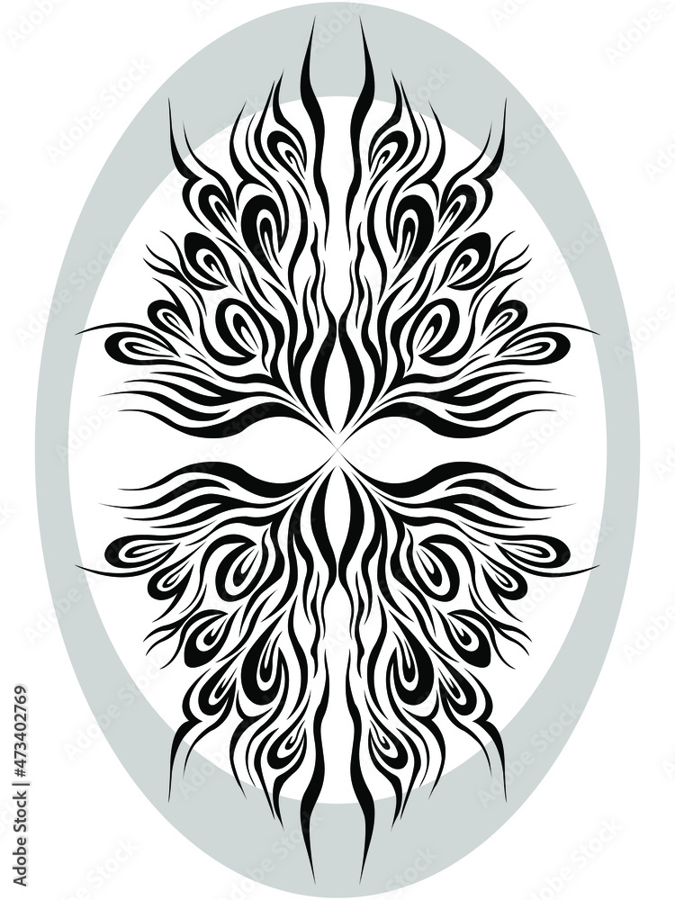 abstract black and white pattern in the form of a symmetrically correct ornament for prints on postcards, banners, clothing and for interior decoration abstract black and white pattern in the form of a symmetrically correct ornament for prints on postcards, banners, clothing and for interior decoration
