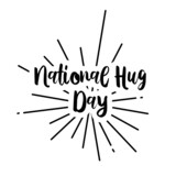 Hugging Day. Vector lettering inscription text. Holiday concept calligraphic design template.