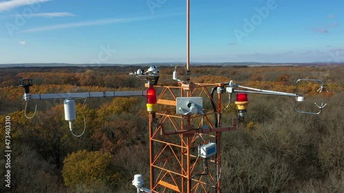 Sunshine pyranometer, eddy covariance systems, measurement incoming diffuse solar radiation, consist sonic anemometer scientific tower station research gas analyzer wind relevant gas fluctuations photo