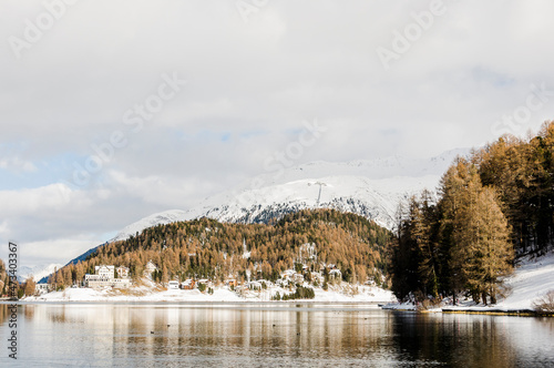 St. Moritz, St. Moritzersee, Oberengadin, Winterwanderweg, Winter, Muottas Muragl, Alpen, Graubünden, Schweiz photo