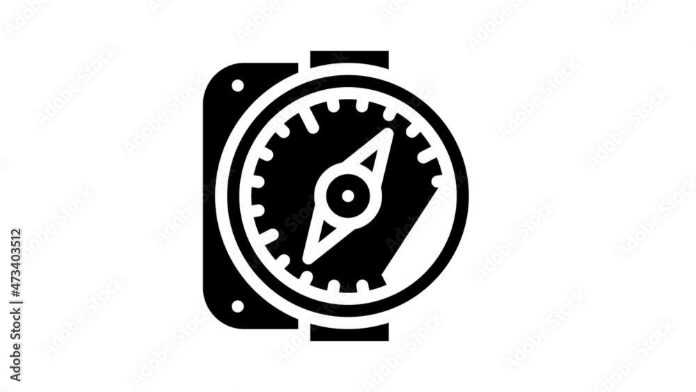 compass pirate animated glyph icon compass pirate sign. isolated on white background