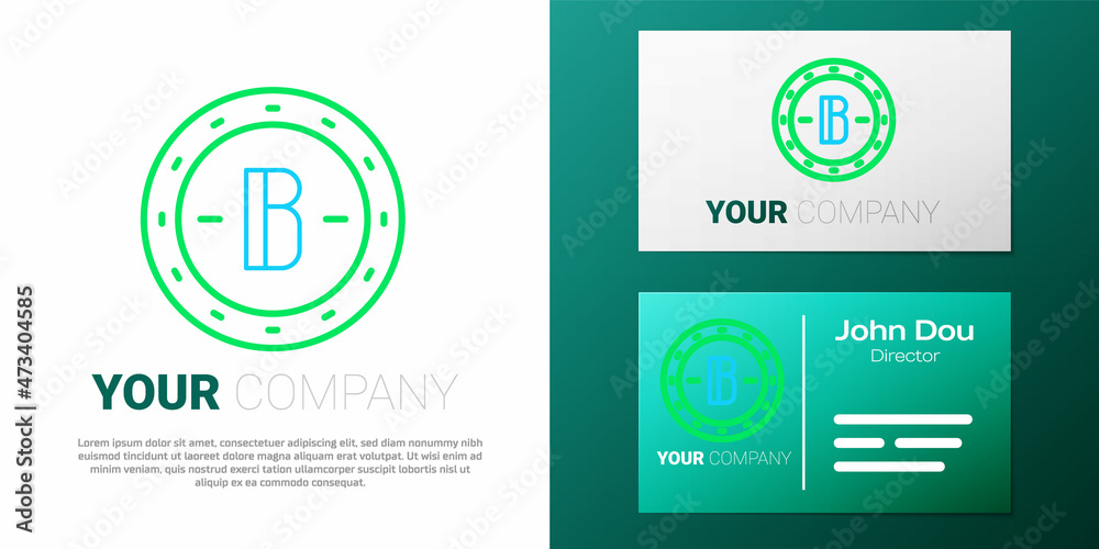 Naklejka premium Line Cryptocurrency coin Bitcoin icon isolated on white background. Physical bit coin. Blockchain based secure crypto currency. Colorful outline concept. Vector