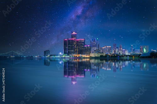 DETROIT SKYLINE by night and lights