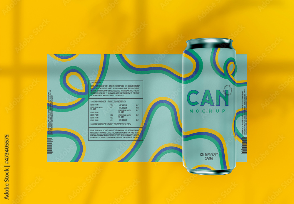 3D Top View of Soda Can Label Mockup Stock Template | Adobe Stock