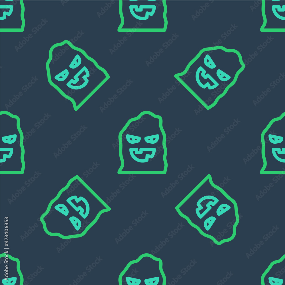Line Funny and scary ghost mask for Halloween icon isolated seamless pattern on blue background. Happy Halloween party. Vector Line Funny and scary ghost mask for Halloween icon isolated seamless pattern on blue background. Happy Halloween party. Vector