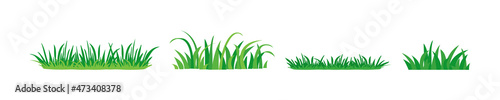 Fotografie, Obraz Grass bushes vector icon, green plants, outdoor landscape element set isolated on white baclground