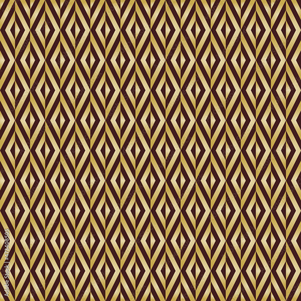 Geometric abstract pattern. Geometric modern brown and golden ornament. Seamless modern background
