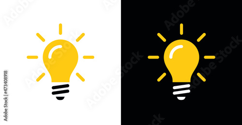 Light bulb icon. Energy and thinking symbol. Creative idea and inspiration concept. Isolated vector illustration on white background.