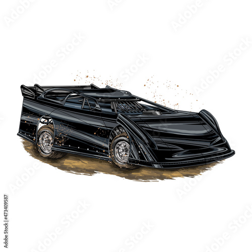 racing car isolated on white background. off road adventure car vector illustration.