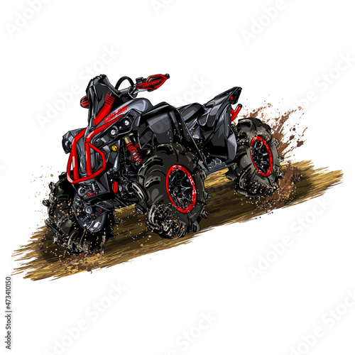 ATV Quad Bike off road isolated on white background. vector illustration.
